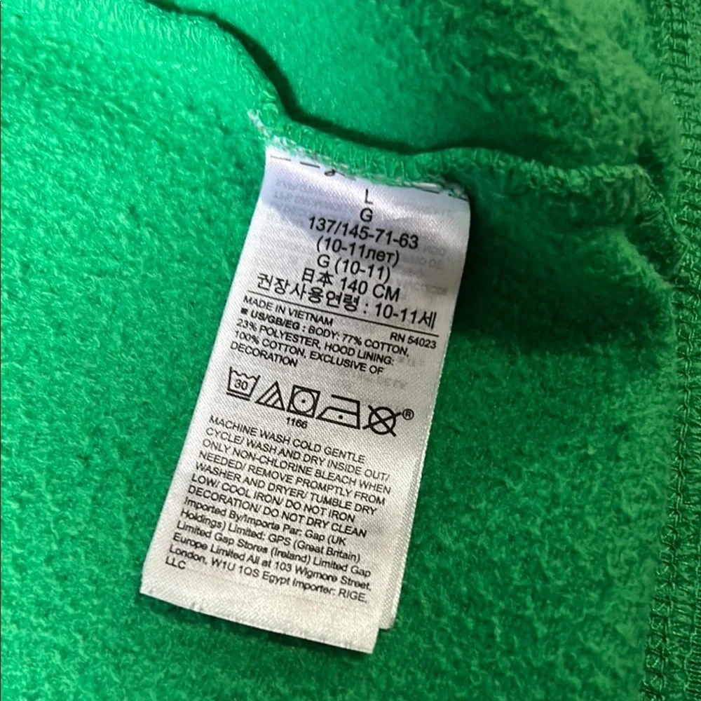 GAP Kids Green Zip-Up Hoodie Large